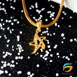 Gold Plated Guaranteed 18/24 inch 01mm Box Chain with "A" Star Pendant Necklace for ladies.