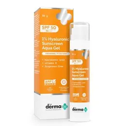 The Derma Co 1% Hyaluronic Sunscreen Aqua Gel SPF 50 PA++++ Hyaluronic Acid for Deep, Long Lasting Hydration Ultra Lightweight Texture I Non-Greasy, N