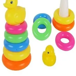7 pcs Floor/set Rainbow Tower Stacking Circle Toy Children Pyramid Yellow Duck Montessori Toy Early Education Accessories for Kids | MULTI MALL | KU35