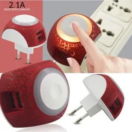 2.1A USB Wall Charger with Built-in Induction Night Light