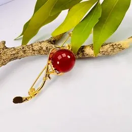 Agasthi Stone ESH Gold plated Stylish saree Brooch / Saree Pin With Agasthi Stone For Women