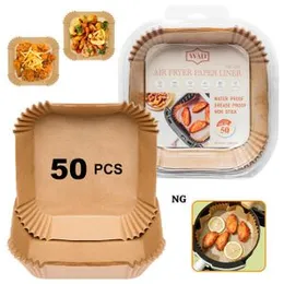 50 pcs Airfryer Baking Paper Oil-Proof Air Fryer Disposable Paper Liner for Barbecue Plate
