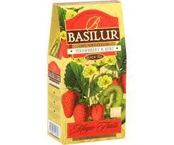 Basilur | Strawberry & Kiwi Tea | With Real Bits of Fruits | Black Loose Tea | Magic Fruits Collection | 100g / 3.52 oz.   stawberry flavour tea powde