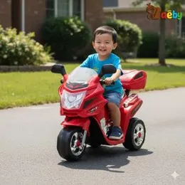 MB5518 R/C Bike | Children's Motorcycle, 6V Battery Powered Electric Bike Toy with Built-in Music Headlight, Forward and Back Function, Three-Wheeled