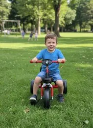 Kids Tricycle with Basket & Backrest â Red/Green | Ride-On Toy with Headlight Design | Age 2â6 Years