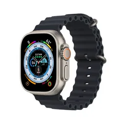 Ocean Silicone Strap / T800 T900 Ultra Watch Band For Smart Watches 42mm / 44mm / 45mm / 49mm Apple Watch Series (Black)