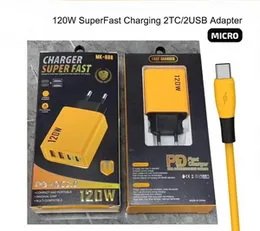 MK-888 120W SuperFast Charging Micro USB 2USB Adapter Multi-Port Fast Charger QC 3.0 PD Quick Charge Dual USB-A Micro USB Input Phone Tablet Power Ada