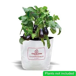 Casa De Amor 10 Pcs Essential Poly Grow Bags for Terrace Gardening, Balcony and Home Gardening, Durable, Light Weight, White, 24 x 24 x 40 cm (FROM IN