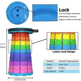 Retractable Folding Stool for Camping Fishing Height Adjustable - Banco Portable Plastic Collapsible Telescoping Stool Seat Chair  Fold Stool Outdoor
