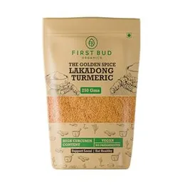 First Bud Organics Golden Spice Lakadong Turmeric Powder - 250gm | Organic Turmeric Powder & 7 to 12% High Curcumin Certified | Chemical Free Hald