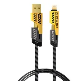Dual Connector Lighting Cable 4-in-1 USB A to Type-C Nylon Braided PD 65W 27W Fast Charging for i Phone Android 2 To 2 Cable