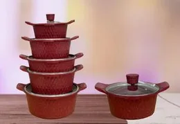 10pcs Modern Nonstick  Granite Cooking Pots