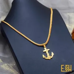 Gold Plated 18/24 Inch 3mm singapore square fox chain with Ancor pendent