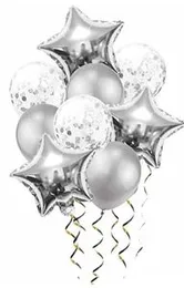 9 Pcs Silver Balloons Set with a Star Foil Balloon Birthday Party Decoration