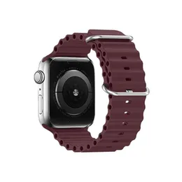 Ocean Silicone Strap / T800 T900 Ultra Watch Band For Smart Watches 42mm / 44mm / 45mm / 49mm Apple Watch Series (Maroon)