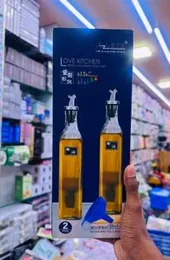 New Arrivalsð¥2PCS 500ml clear glass olive oil bottle Kitchen Seasoning Soy Sauce Vinegar Press Type Cruet Barbecu  Bottle Home Supplies