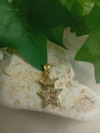 Gold Plated Pendant - Star Pendant with White Stone and Crown