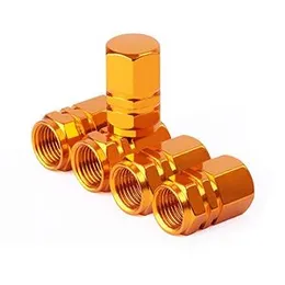Y-SPACE Tire Stem Valve Caps Wheel Aluminum Valve Covers Car Dustproof Tire Cap, Hexagon Shape (Set of 5, Gold)