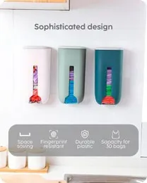 Plastic Bag Holder Wall Mount Grocery Bag Dispenser Folding Bag Saver Organizer Hanging Trash Bag Holder Recycling Containers Storage for Kitchen