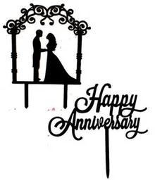 Happy Anniversary Plastic Cake Top Black