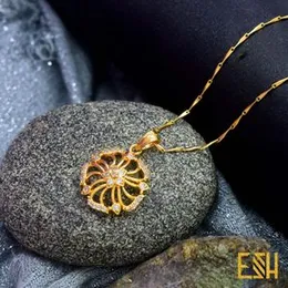 Gold Plated New 1MM V-Cut Chain 18/24 Inch with Sun Flower Theme Pendant