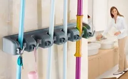 Mop Broom Holder 5 Hooks - Ash Multi-Functional Holder Wall Mounted Mop Organizer Holder Brush Broom Hanger Storage Rack Kitchen Tool