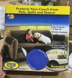 Double Seater Sofa Cover Reversible Stain and Dog Tear Resistant Slipcover, Quilted Microfiber 92â Seat, Washable Covers for Dogs Pets Kids, Chocola