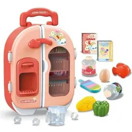 Kids Toy Plastic Mini Magic Pretend Play Kitchen Refrigerator with Lights Music (0605)