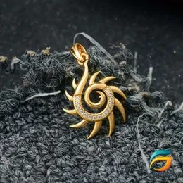 Gold Plated Pendant Sun Theme Pendant With White Stone For Ladies Fashion Stylish Rich Look Pendant.