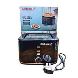 Richsonic RSPT-270 2-Slice Pop-Up Toaster 800W - 6 Browning Levels Defrost Reheat Cool Touch Crumb Tray Breakfast Toaster
