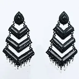 Black color earing Vintage Statement Drop Dangle Earings with pearl drop for Women Boho Fashion Jewelry Dangle Hoop Earrings