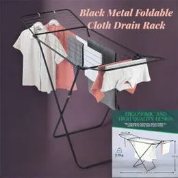 High Quality Black Metal Foldable Cloth Drain Rack