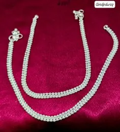 silver-toned traditional Indian anklets, also known as payals For Women (10.5 Inch)