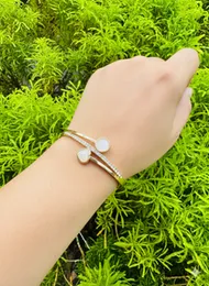 Rose gold Color Free Size heart and round design Bangle with White Stone for Women and girl