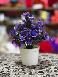 Artificial Flowers Bonsai Vase for Home Decor Mini Potted Christmas Wedding Decorative Ornamental Flowerpot Bathroom Windowsill