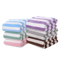 35Ã75â¯CM Stripes Absorbent Quick Drying Bath Towel Sets  Soft Microfiber Towels for Adults