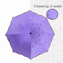 Fancy-Stylish Umbrella/Magic Umbrella Change Design When Touches Water/Compact Size, 3 Fold, Lightweight, UV Proof, Can Be Use In Sunny 1 Pc