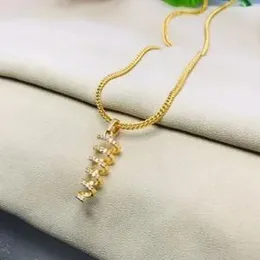 Gold Plated 2.2mm Fox Chain With Crystal Pendant With White Stone For Women.