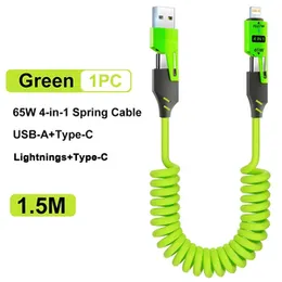 4-in-1 65W Multi-Port Fast Charging Spring Cable