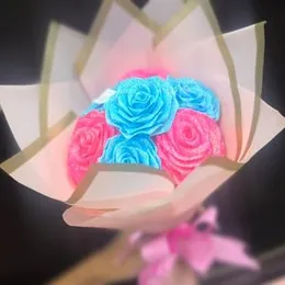 7 Roses Flower Bouquet Scented Flower Bouquet Floral Handcrafted Artificial Rose Gift Multi-Colored Gift-Wrapped Roses