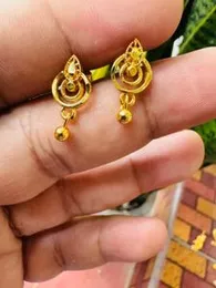 Gold plated beautiful small round drop earring for women