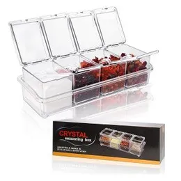 Clear Seasoning Box Storage Container Condiment Jars (4 Pieces)