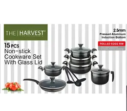 The Harvest 15-Piece Non-Stick Induction Cookware Set (Black)