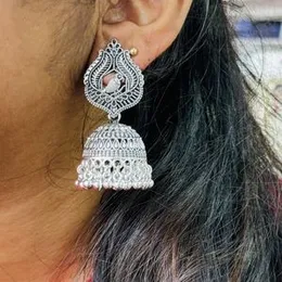 ESH Oxidize color medium tassel drop jimikky earring with silver beaded for women and girl