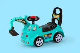 Kids Ride-On Excavator Toy â Construction Vehicle with Steering Wheel, Scoop Arm & Push Handle