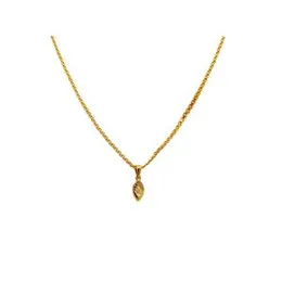 Gold Plated 2mm Bismarck Chain With Casting Pendant With White Stone For Women-18 inch
