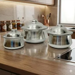 3 Pieces aluminum rawana pot set