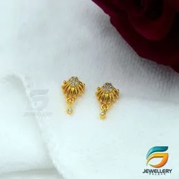 Gold Plated Stylish Beautiful Small Earring With White Stone for women and Girls Screw Back.