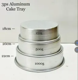 Set of 3 Aluminum Cake Trays Includes 18cm, 20cm, and 22cm Sizes for Versatile Baking