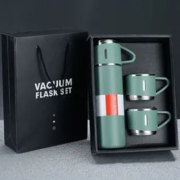500ML Stainless Steel Vacuum Flask Gift Set Office Business Style Thermos Bottle Outdoor Hot Water Thermal Insulation Couple Cup